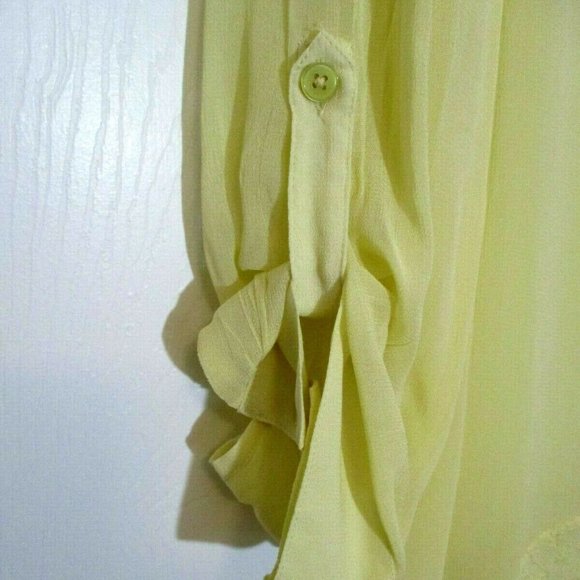 Chico's Asymmetric Tunic Blouse sz Small Creamy Yellow Embroidered Chiffon - Picture 6 of 11